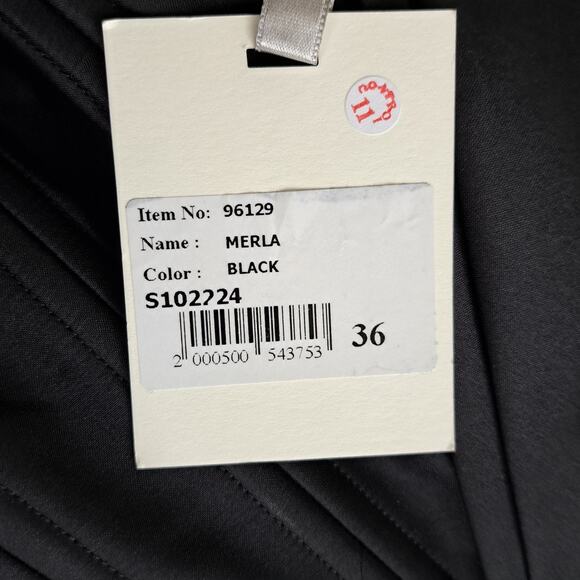 NEW TARIK EDIZ Black Merla Formal Dress Size 4 One Shoulder Ruffle Hem Corset - Picture 10 of 13